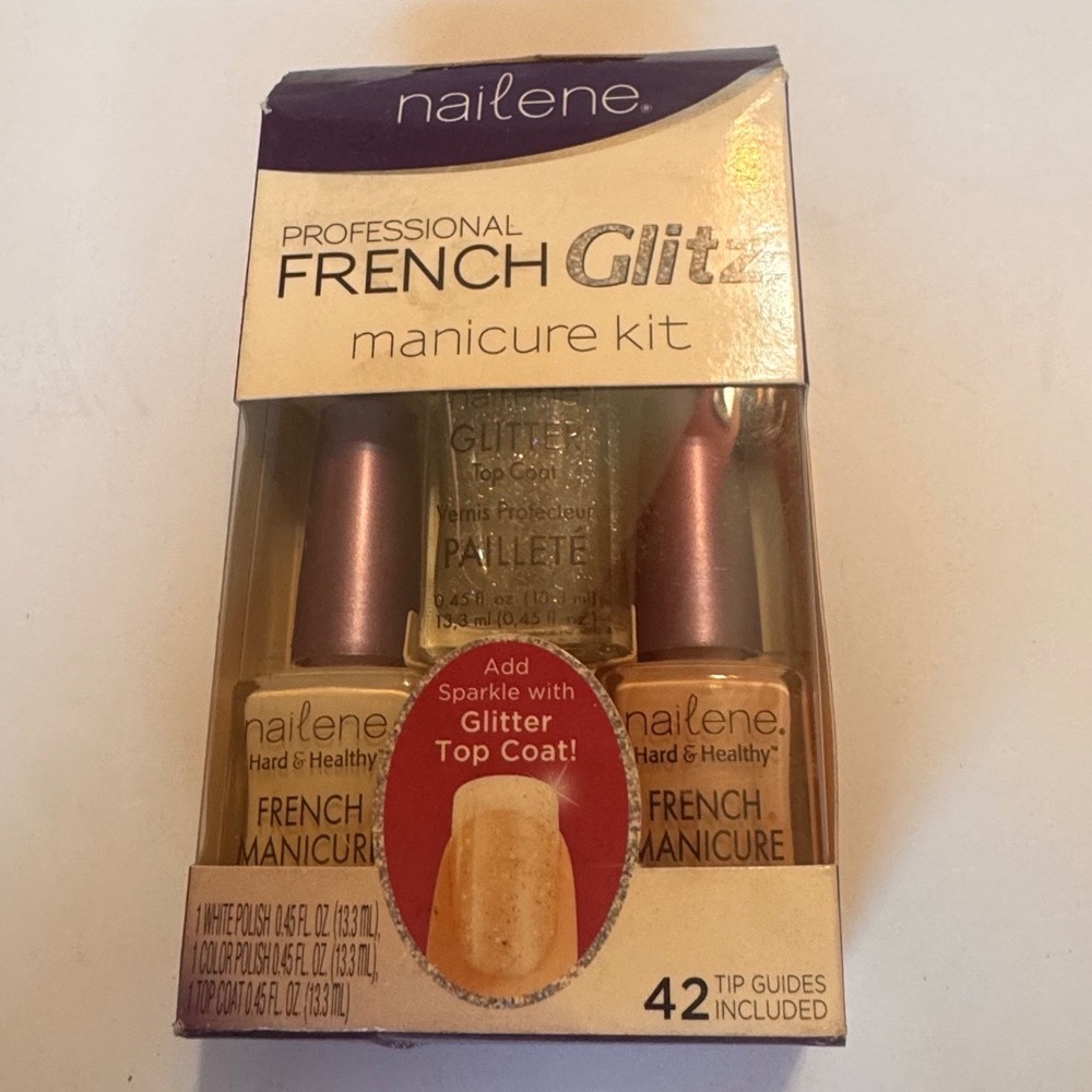 Nailene Professional French Glitz Manicure Kit White Color Glitter 61093 NEW